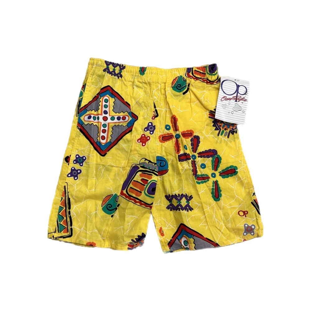 Vintage Ocean Pacific Shorts Youth L Swim Trunks Yellow Surf 90s OP Retro